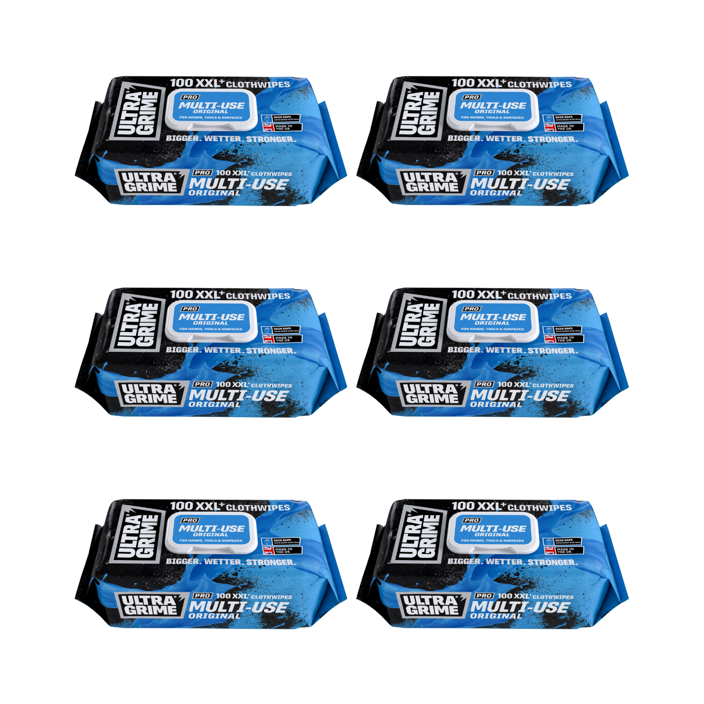 UltraGrime Pro Multiuse Industrial Strength Wet Wipes XXL+ 6 Packs of 100