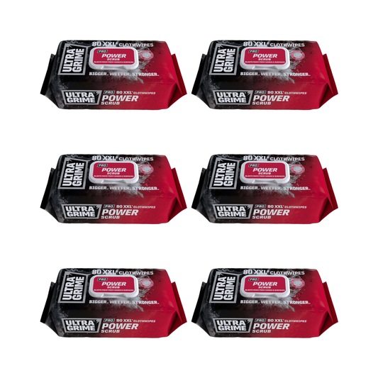 UltraGrime Pro Power Scrub Industrial Strength Wet Wipes XXL+ 6 Packs of 80