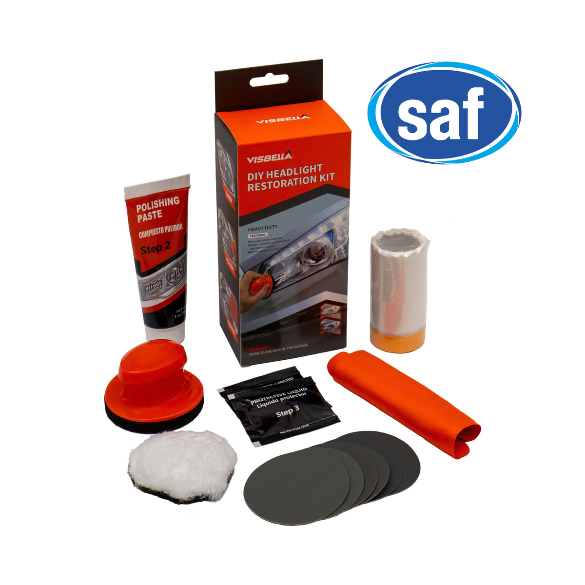 Visbella DIY Headlight Restoration Kit Restore Degradation Yellowing Oxidation